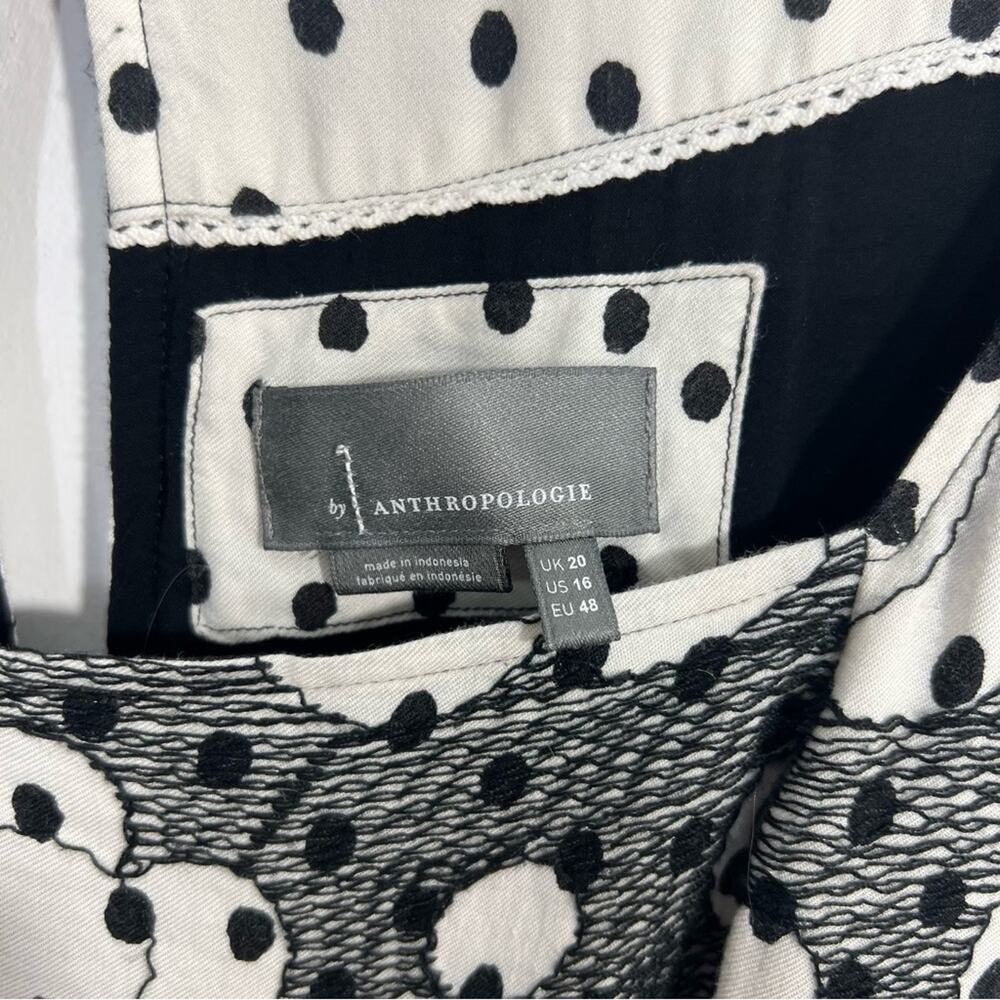 ANTHROPOLOGIE by Jane Black White Textured Floral Babydoll Dress Size 16 - Picture 12 of 16